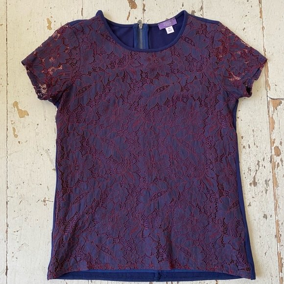 Truly Poppy Stitch Fix Lace Overlay Top Blouse - Picture 6 of 14
